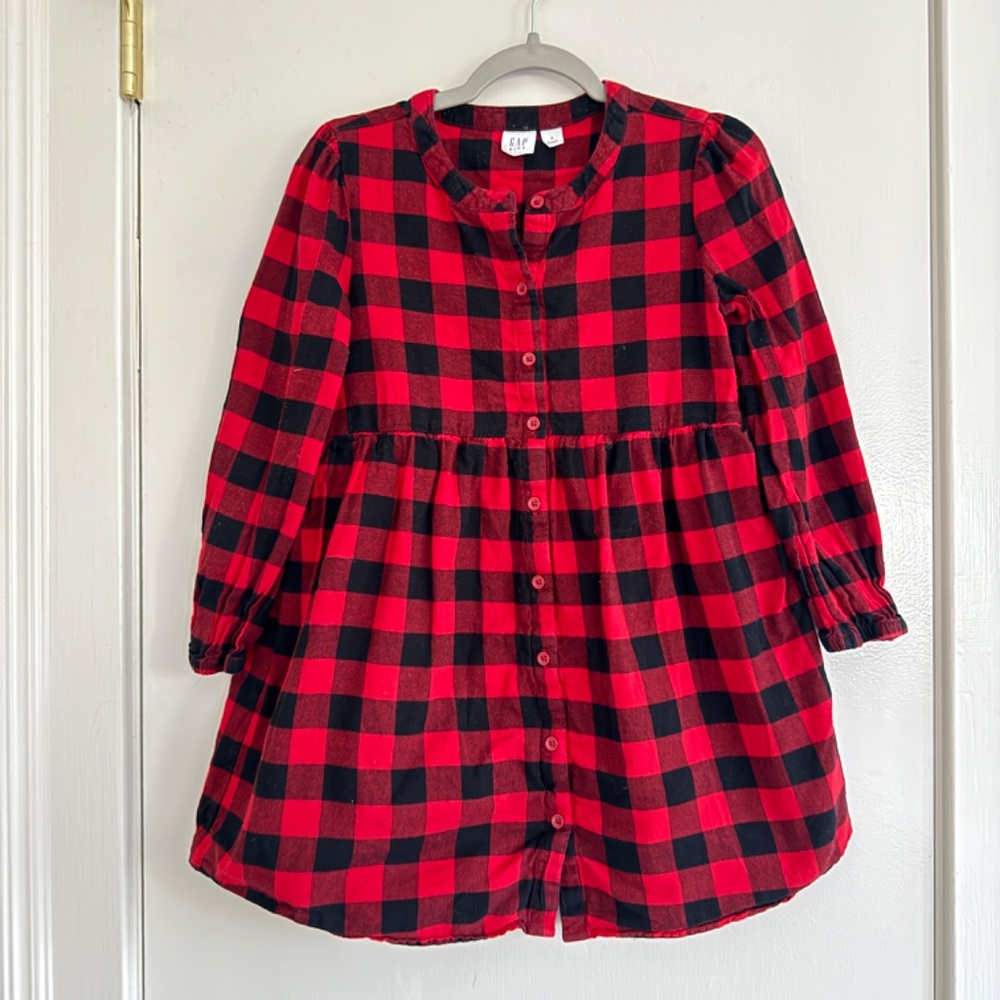 Gap Buffalo Plaid Flannel Dress Kids Size S